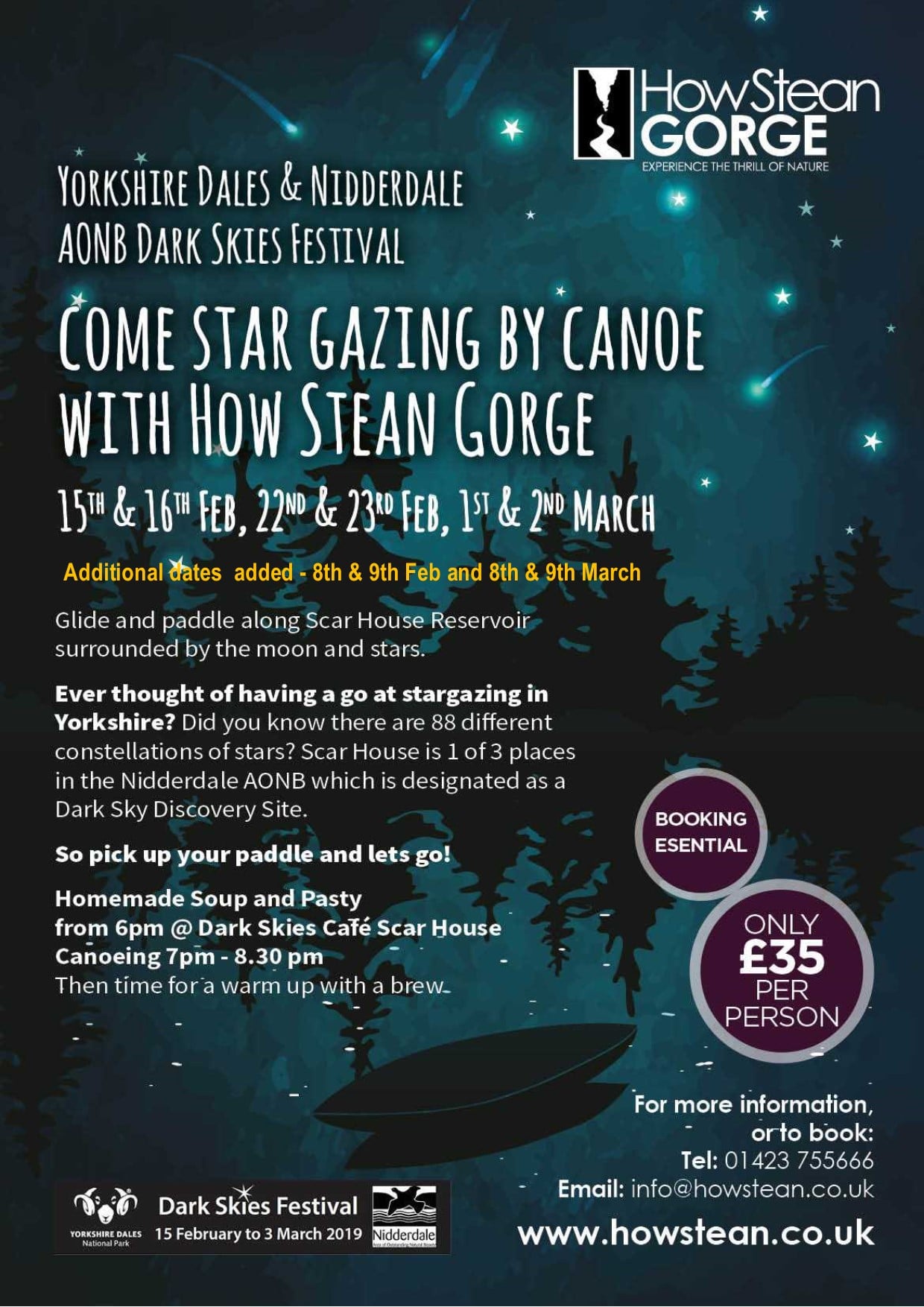 Upcoming Events 2019 7 A poster for the upcoming dark skies event at How Stean Gorge.